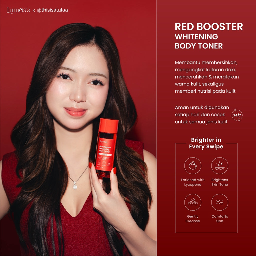 Lumos'a Red Booster Whitening Body Toner 110ml | 4% Niacinamide + Tomato Extract Lycopene + Glycolic Acid | Daily Routine