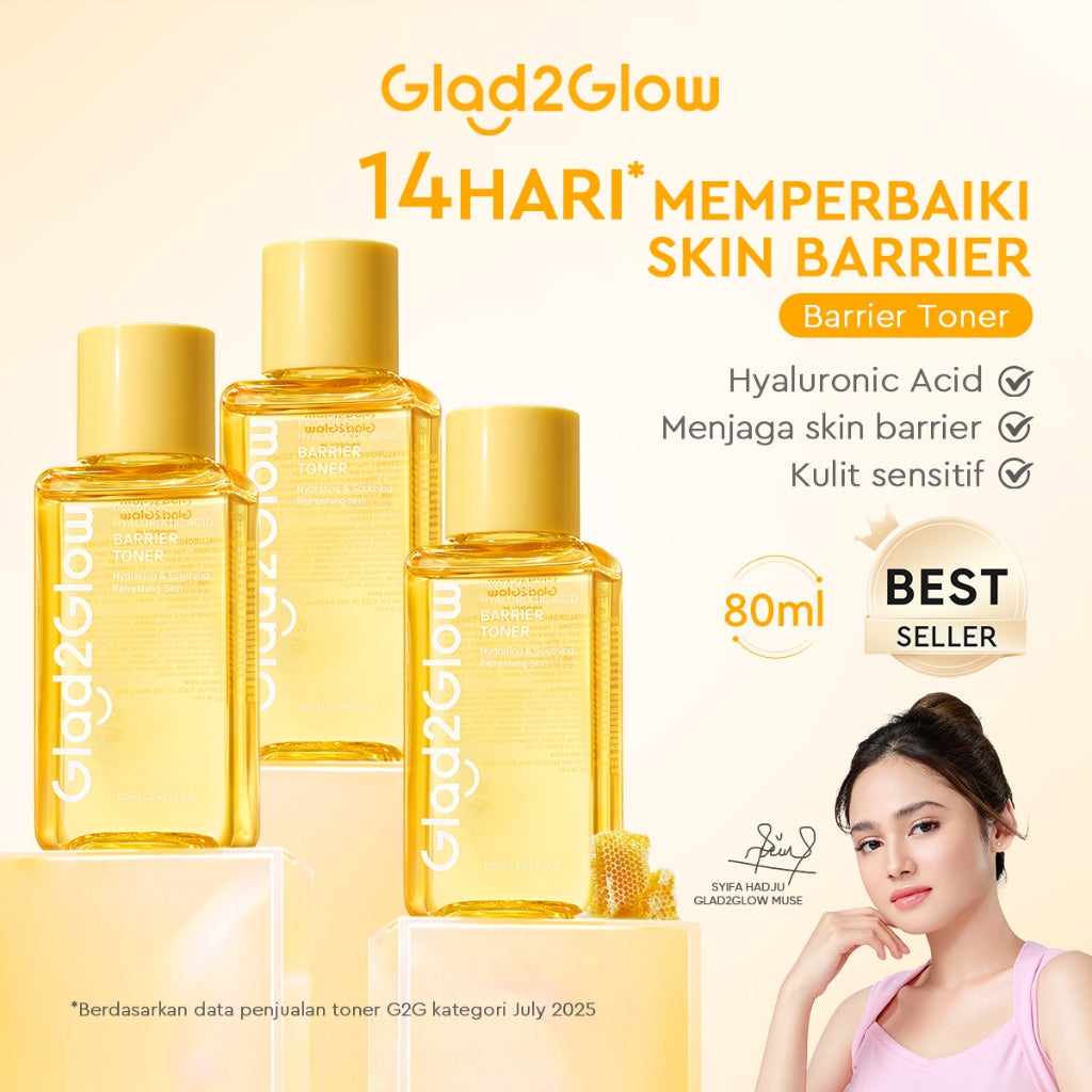 Glad2Glow Propolis Hyaluronic Acid Barrier Essence Toner badan face mist hydrating toner centella Toner eksfoliasi wajah glycocid acid glycolic acid Memperbaiki penghalang kulit Jaga kulit Anda tetap terhidrasi Skincare G2G Toner g2glow official stor