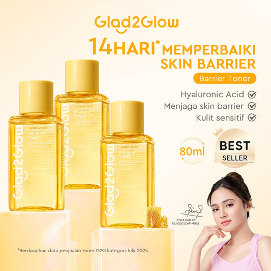Glad2Glow Propolis Hyaluronic Acid Barrier Essence Toner badan face mist hydrating toner centella Toner eksfoliasi wajah glycocid acid glycolic acid Memperbaiki penghalang kulit Jaga kulit Anda tetap terhidrasi Skincare G2G Toner g2glow official stor