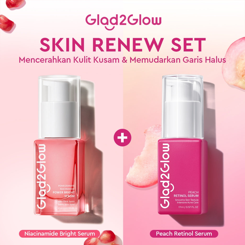 Glad2Glow Serum Series Peeling Serum Exfoliating Serum Bright Serum Glad2Glow Serum Mencerahkan Wajah Serum Pemutih Wajah Serum Retinol Serum Dark Spot Serum Acne Spot Serum Jerawat Glowing Serum Whitening Serum Brightening Serum Glow G2G Serum Niacinamid