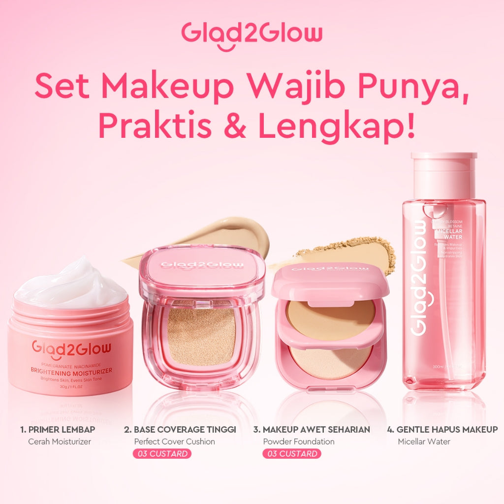 [ORDER NOW, HEMAT 35K]Glad2Glow Perfect Blurring Powder Foundation&Perfect Cover Cushion foundation  Setting waterproof Concealer Oil-Control matte Sweatproof Finish Poreless Highlighting Contouring Refill two way cake BB CC makeup g2glow official store