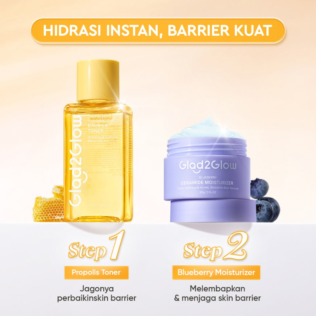 Glad2Glow Toner Complete Series 80ml-Brighten/Acne Toner/Barrier/Exfoliating toner-Skincare toner badan face mist hydrating toner centella toner wajah eksfoliasi water g2g toner hydrating gloglowing brightening exfoliasi glycolic madeca g2g official store