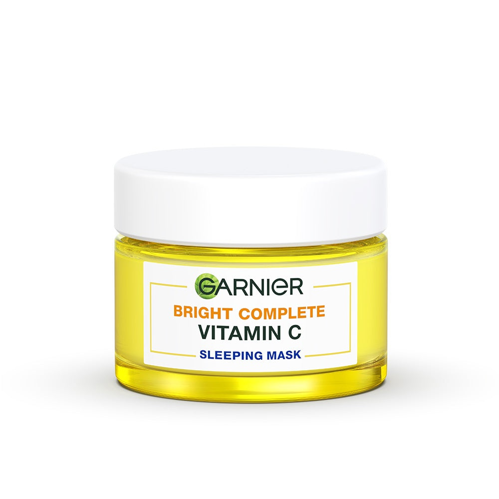 GARNIER Bright Complete Vitamin C Brightening Sleeping Mask Night Cream Krim Malam Mencerahkan 50 ml Moisturizer Tone Up Glowing Skincare - pelembab wajah pemutih wajah