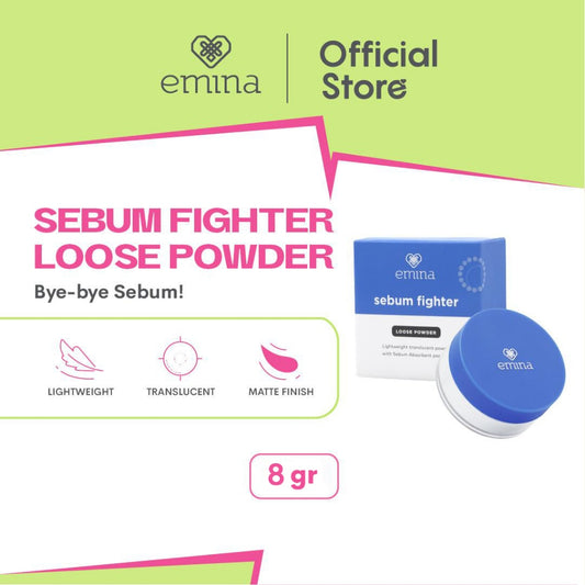 Emina Sebum Fighter Loose Powder 8 g - Bedak Tabur Translucent Matte, Kontrol Minyak