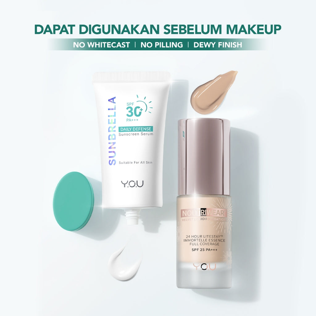 YOU Sunbrella Daily Defense Sunscreen Serum SPF30 Tabir Surya UVA UVB Blue Light Lightweight Skincare Dry Skin [Best Selling]