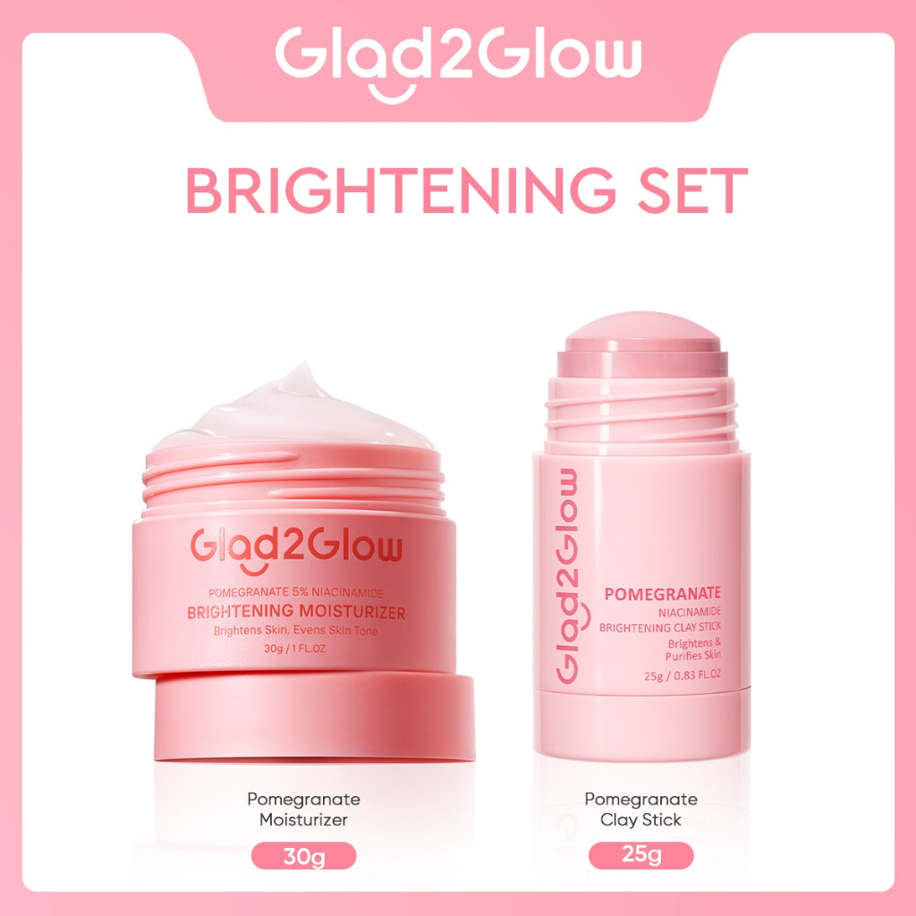 Glad2Glow Pomegranate Niacinamide Brightening Moisturizer Mencerahkan Pemutih Kulit Gel Pelembab Bercahaya Krim Siang dan Malam Perawatan Kulit Ekstrak Delima Asam Lemak Asam Delima Pelembab Esensi Wajah Perawatan Kulit  Pembersih  g2glow official store