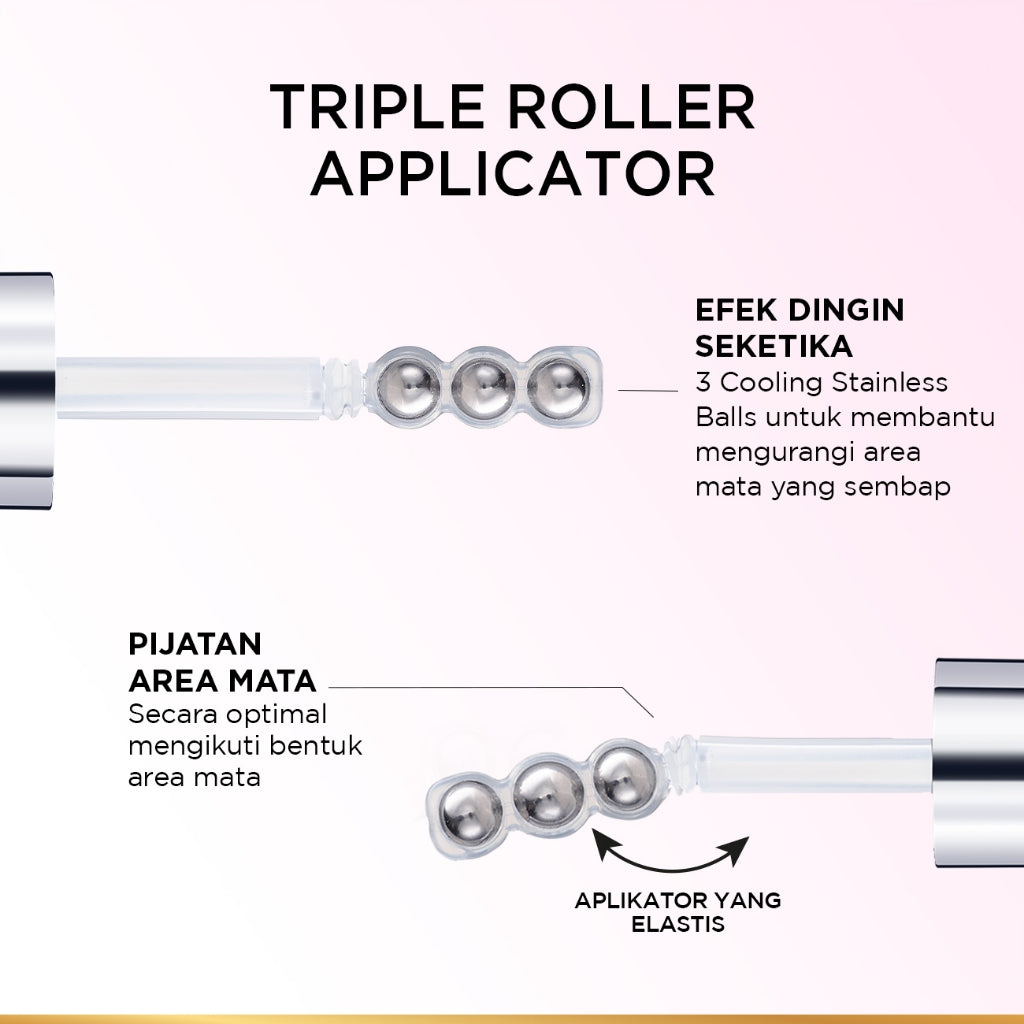 L'Oreal Paris Glycolic Bright Dark Circle Eye Serum 20ml Aplikator Boba - Skincare untuk Samarkan Mata Panda dengan Niacinamide