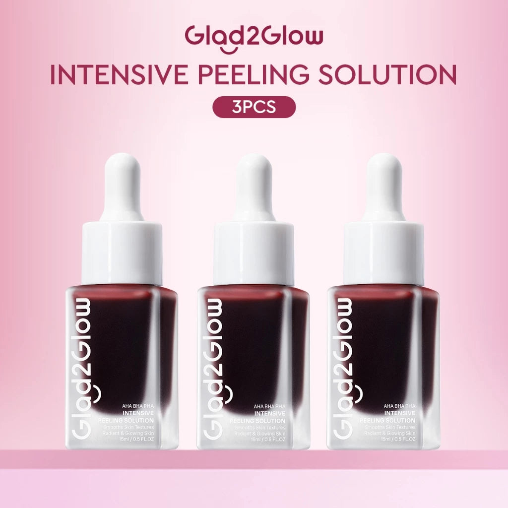 Glad2Glow Peeling Solution Serum Eksfoliasi Wajah 60S Menghaluskan Kulit Anda AHA BHA PHA Intensive serum vitamin c serum wajah white serum wajah glowing dan putih peeling exfoliating serum niacinamide Bahkan warna kulit kulit halus g2glow official store