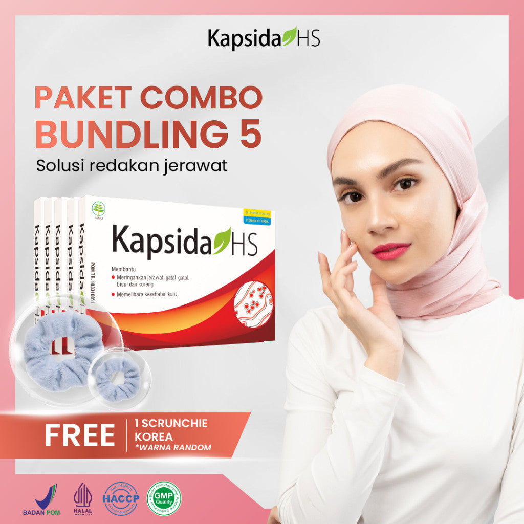 Kembang Bulan Kapsida HS 12 Kapsul FREE SCRUNCHIE KOREA - Obat Jerawat Gatal-gatal Kulit Bisul Alergi Bekas Jerawat Punggung dan Batu Ampuh untuk Kesehatan Kulit