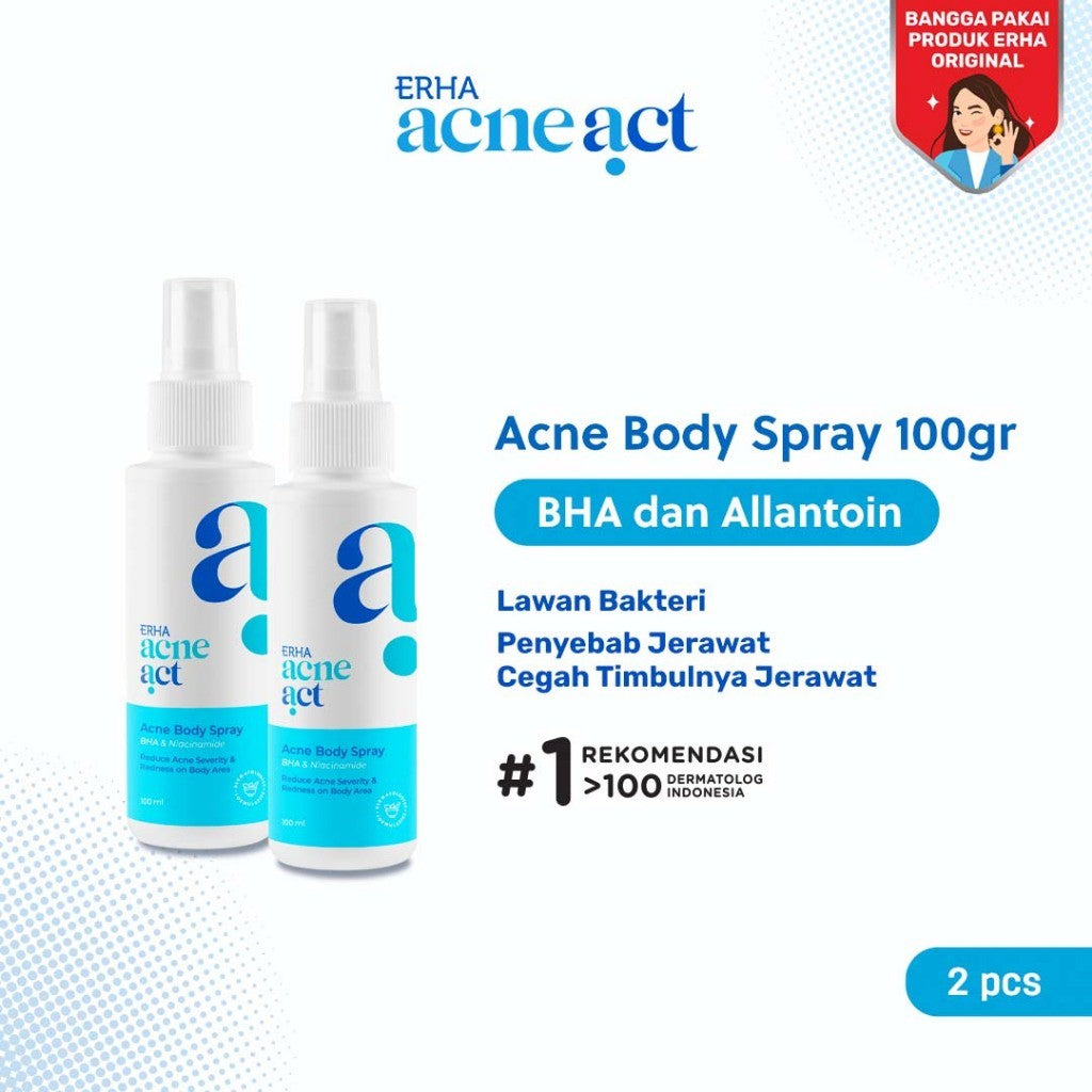 ERHA Twin Flame ERHA AcneAct BHA & Niacinamide Acne Body Spray 100 ml - Bundle Perawatan Jerawat Tubuh