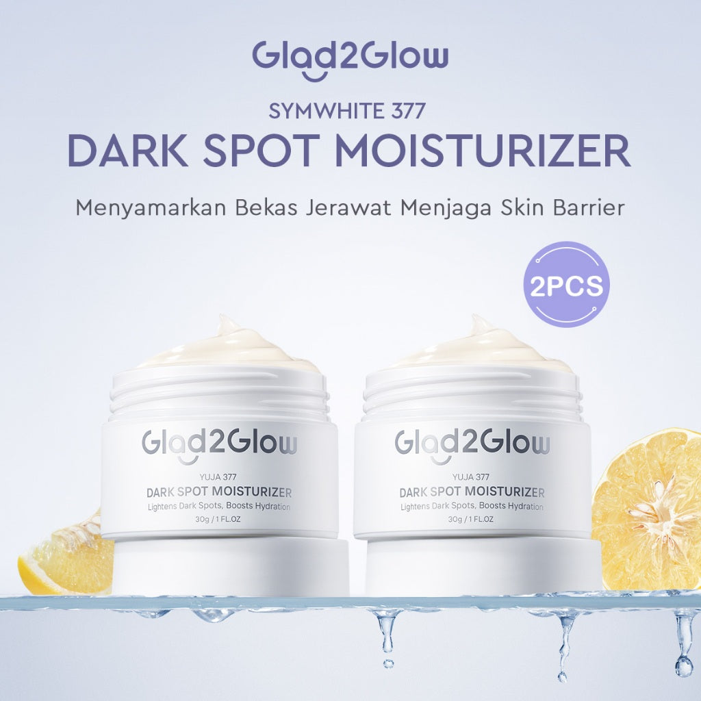Glad2Glow Yuja Symwhite 377 Dark Spot Moisturizer menghilangkan bekas jerawat brightening night cream day cream Hilangkan Flek & Tenangkan Kulit Skincare Pelembab Esensi Wajah Perawatan Kulit Pelembab Wajah Pembersih day cream tone up g2g official store
