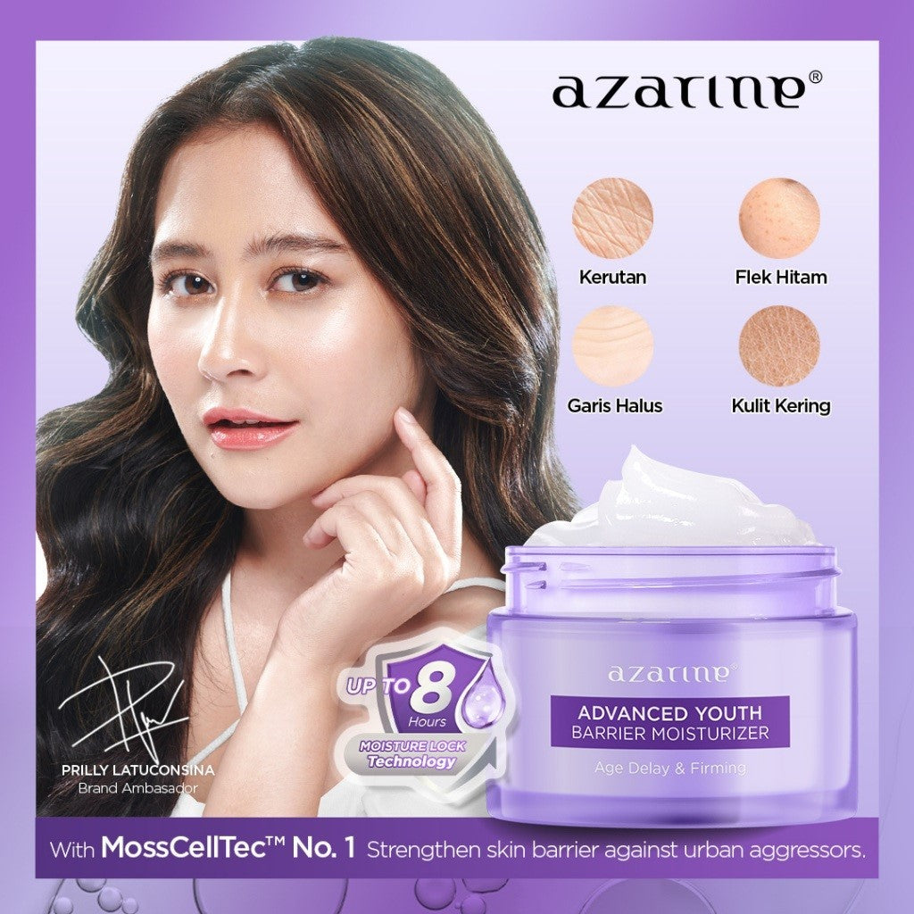 Azarine Youthful Glow Skin [2 pcs] Paket Pelembab wajah untuk Kulit Kusam dan Anti Aging Supreme Glow Moisturizer + Advanced Youth Moisturizer