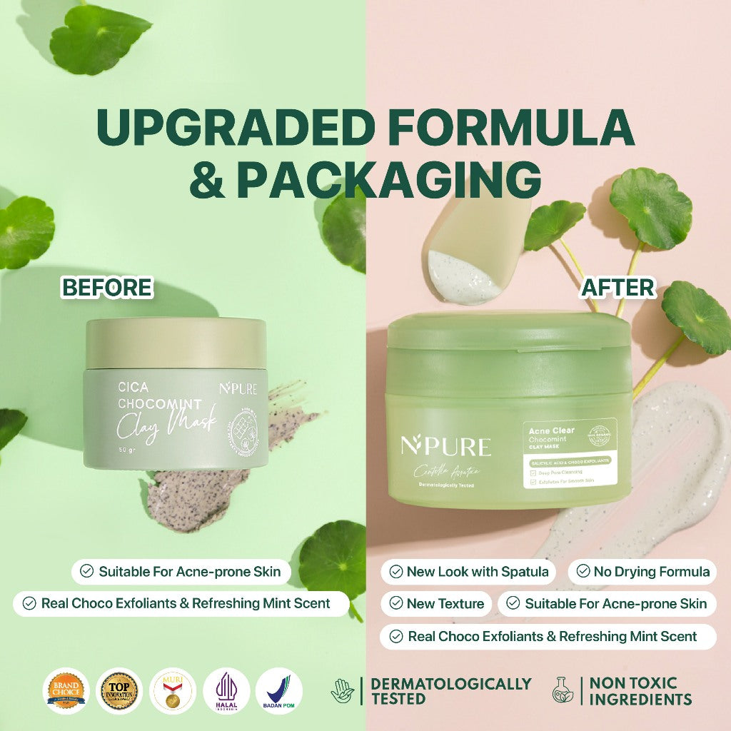 CLAY MASK CHOCOMINT - NPURE CENTELLA ASIATICA ACNE CLEAR CHOCOMINT CLAY MASK / Masker Anti Jerawat Komedo / Masker Kulit Berminyak