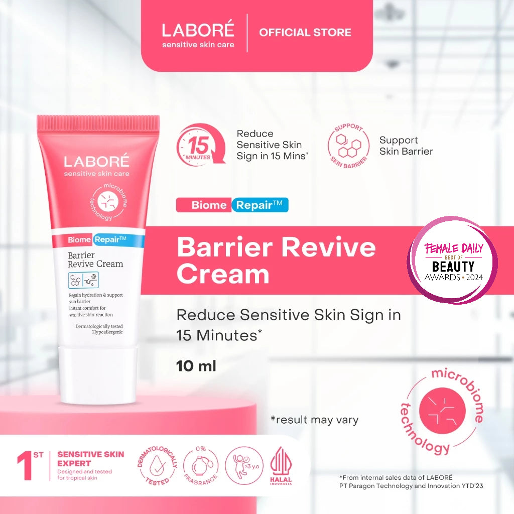 Labore BiomeRepair Barrier Revive Cream Travel Size 10ml - Moisturizer dan Pelembab Wajah Kulit Sensitif