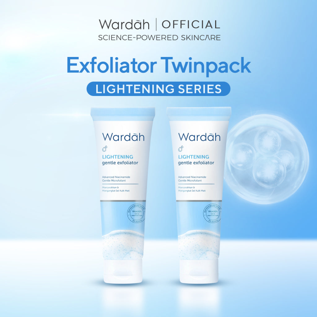 [TWINPACK] WARDAH Lightening Gentle Exfoliator 50 ml - Pembersih Wajah dengan Scrub dan Advanced Niacinamide - Skincare