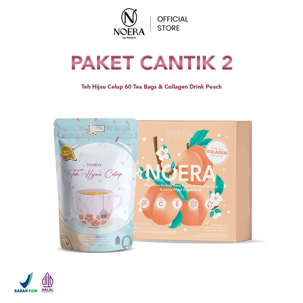 Noera Collagen Drink Peach With Birdnest and Saffron Extract Improved Formula | Colagen Beauty Drink | Minuman Kolagen Pencerah Badan