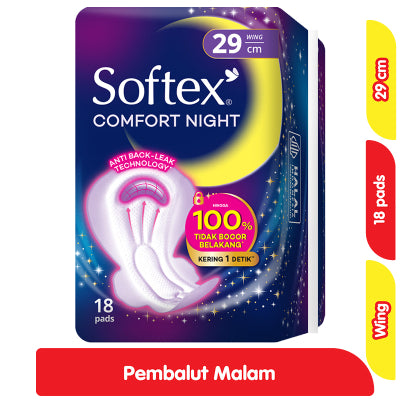 Softex Comfort Night Pembalut Wanita Wing Malam 29 cm 18 pcs