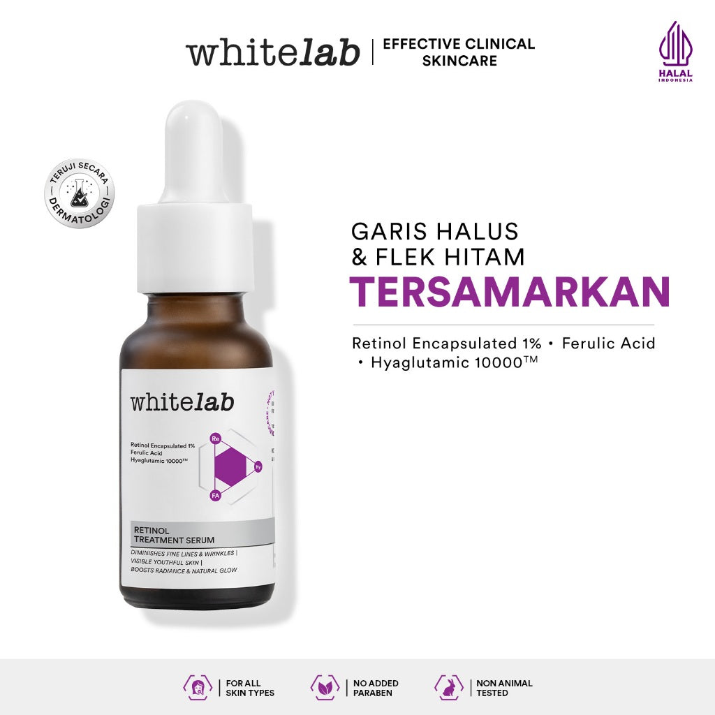 Whitelab Retinol Treatment Serum - Serum Anti Aging Kaya Antioksidan Samarkan Garis Halus dan Flek Hitam Cocok untuk Pemula dengan Retinol Encapsulated 1% & Hyaglutamic [BPOM]