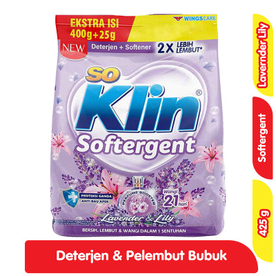 So Klin Softergent Deterjen Bubuk + Pelembut Pakaian Lavender & Lily 425 g