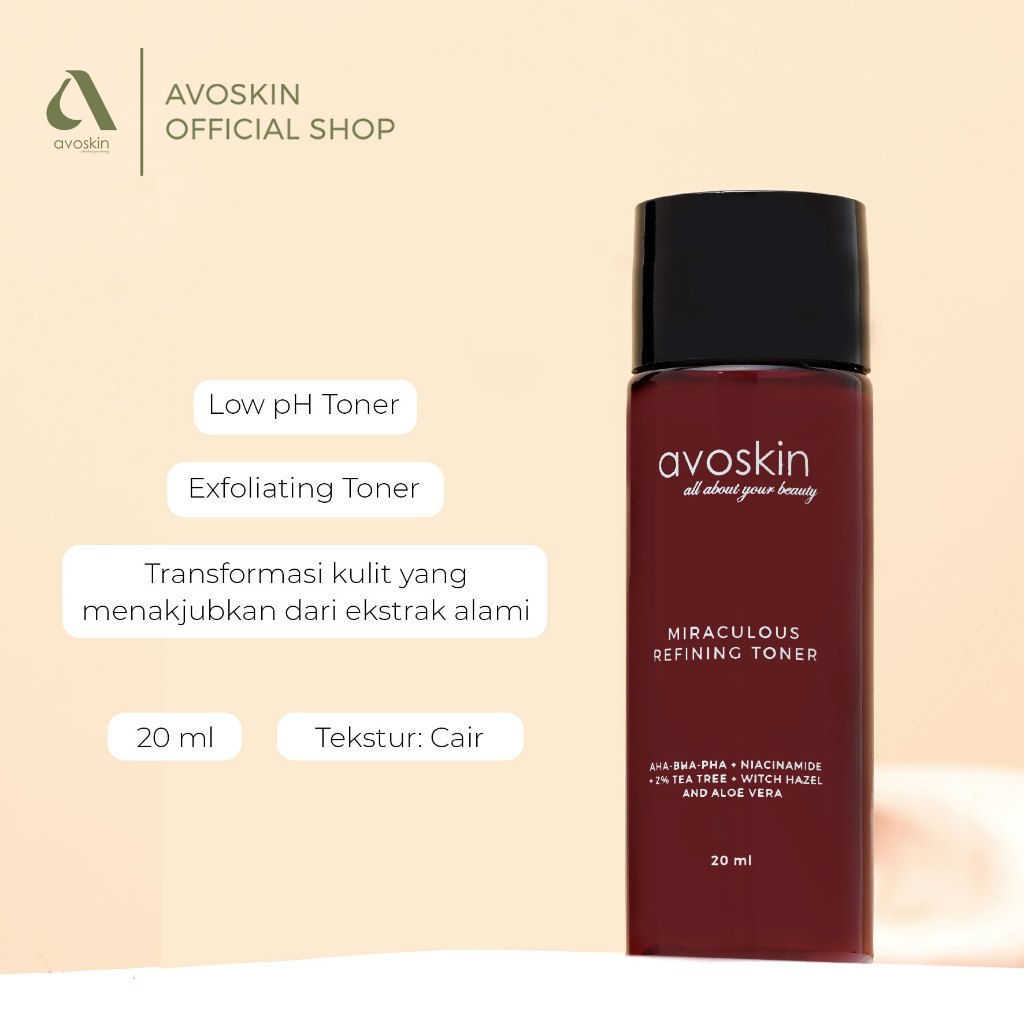 Travel Toner Avoskin Miraculous Refining 20ml-AHA BHA PHA-Eksfoliasi Kulit Wajah