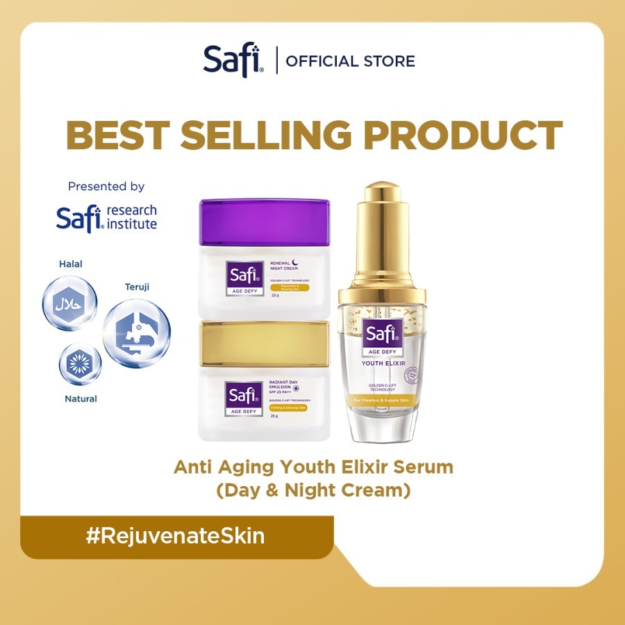 SAFI - Age Defy - Anti Aging Package - Youth Elixir Serum, Day & Night Cream 25gr