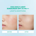 Glowsophy Cica Daily Light Sunscreen SPF 35 PA+++ Light & Soothing Sunblock Wajah Pelembab Skin Membantu Menenangkan Kulit Berjerawat Sunscreen Skin Barrier Protection Chemical Melindungi Kulit Dari Sinar UV UVA UVB Ringan Tidak Lengket Mudah Meresap