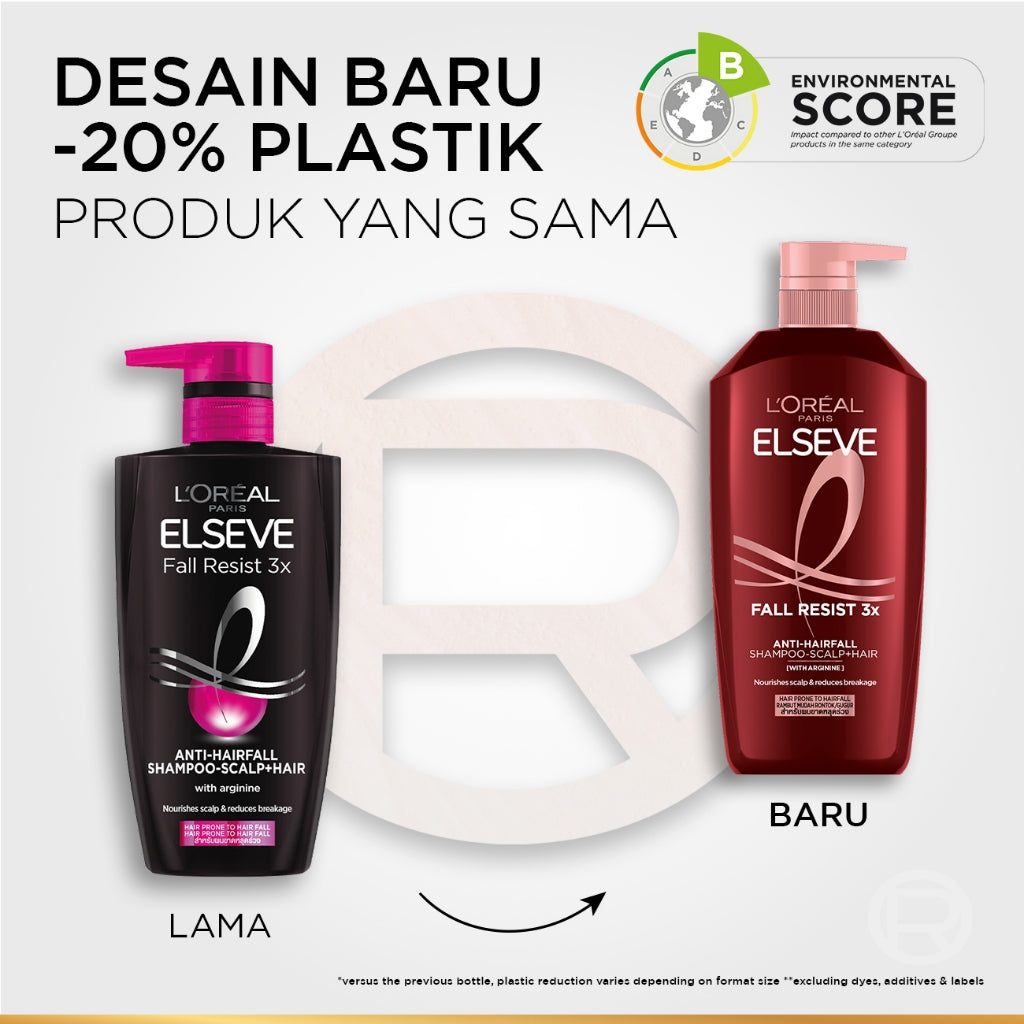 L'Oreal Paris Fall Resist 3x Anti-Hairfall Shampoo Scalp Hair Care - dengan Arginine Protein - Rambut Rontok Berkurang hingga 5X 400ml Rambut Rontok dan Rapuh Hairfall Hair loss Shampoo Sampo