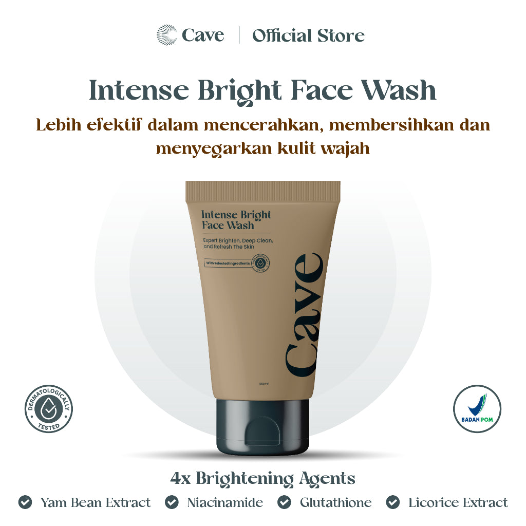 Cave Intense Bright Face Wash - Sabun Cuci Muka Pembersih Wajah Pria Untuk Membantu Melembabkan & Mencerahkan