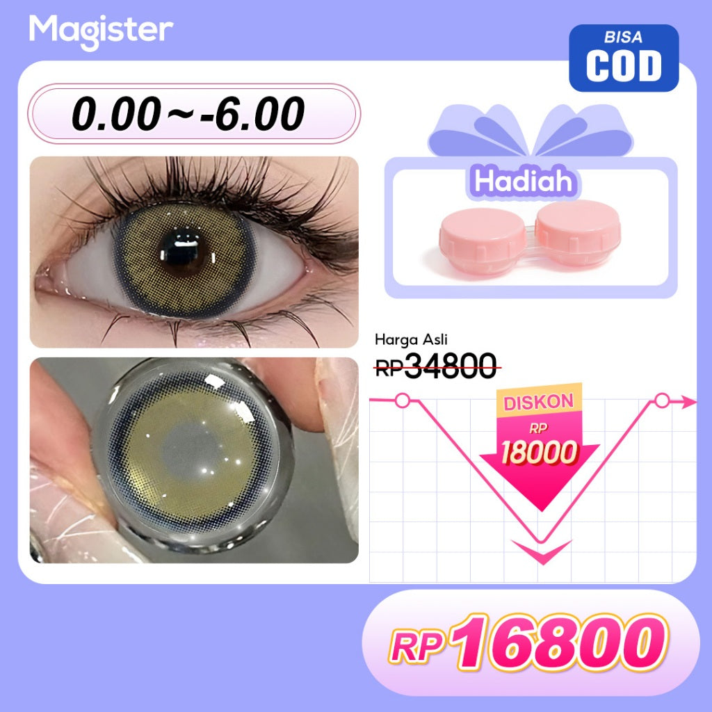 [0.00~-8.00] Magister Softlens Paket kombinasi Minus14.00mm-14.5mm Sepasang Softlens Free case