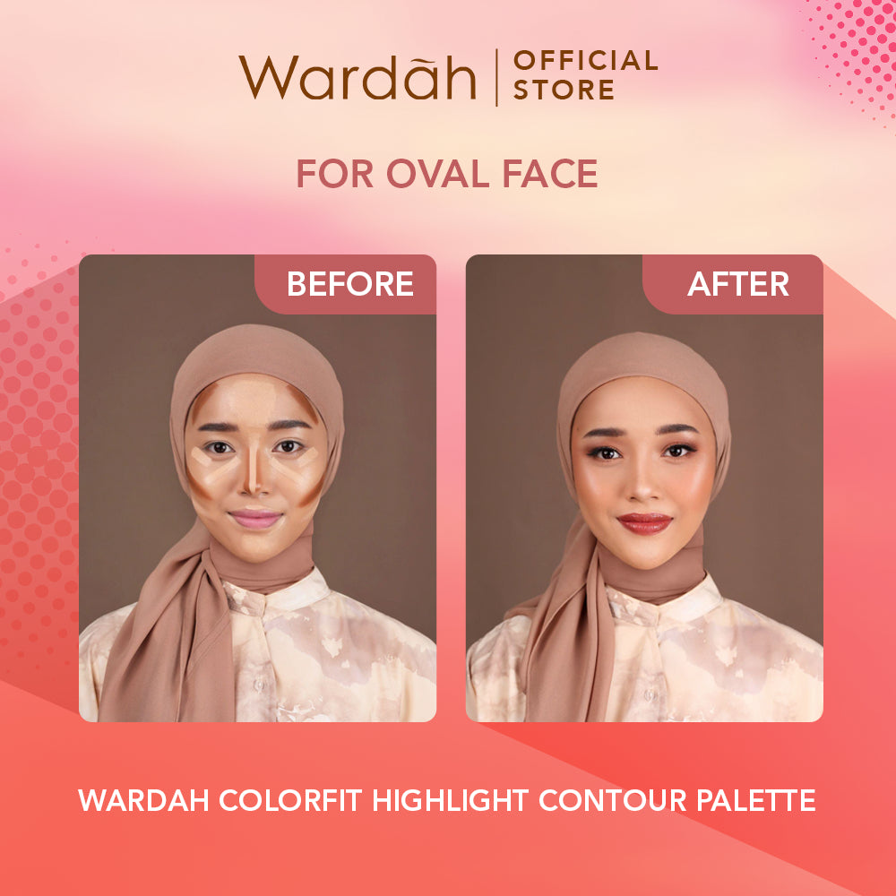 WARDAH Colorfit Highlight Contour Palette - 3 in 1 Highlighter, Contour, Concealer yang Pigmented, Blendable, Mudah Digunakan - Tahan Lama Hingga 10 Jam - Makeup