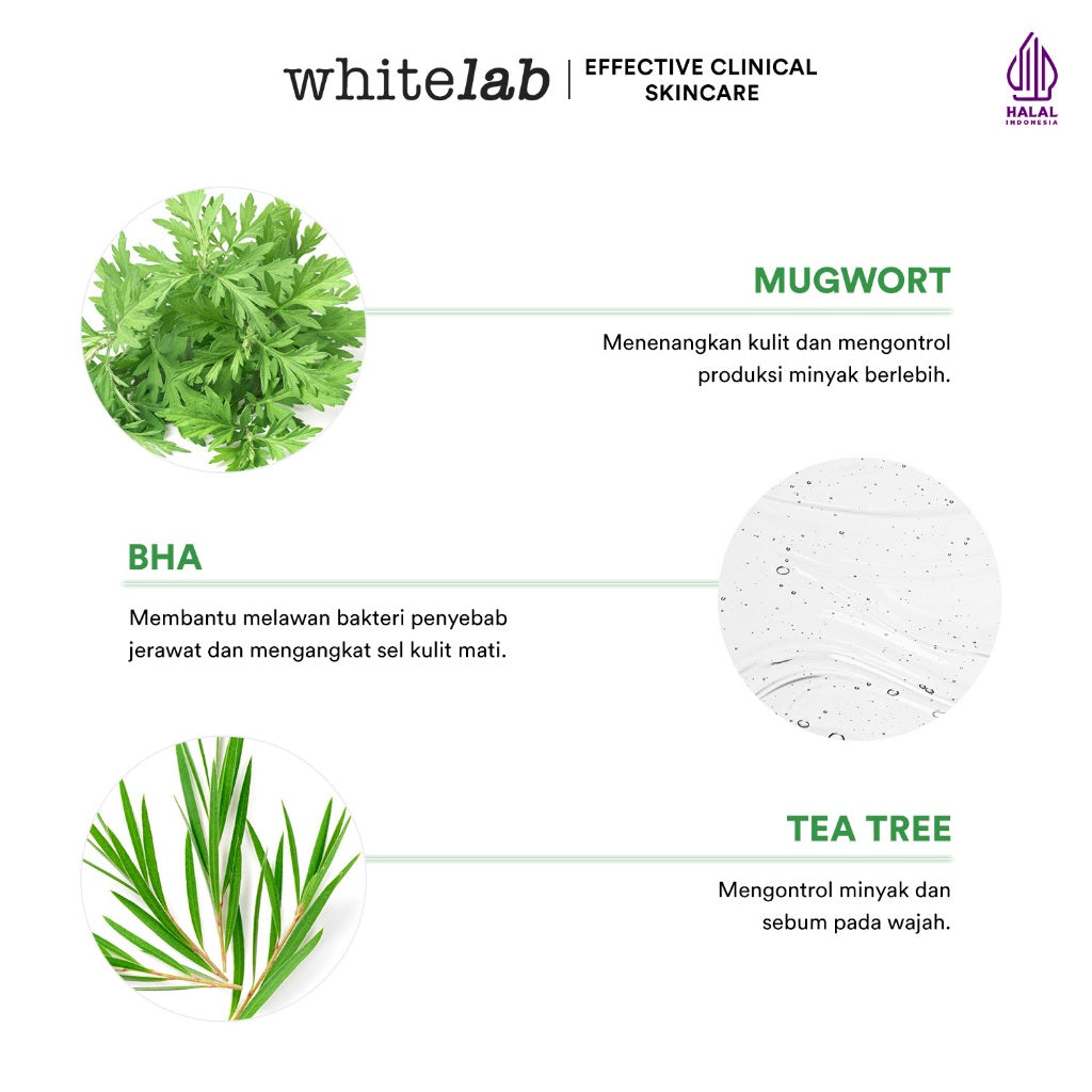 Whitelab Mugwort Pore Clarifying Mask - Masker Pori Pori Kecil Minimalis Bebas Jerawat dengan Mugwort BHA Tea Tree [BPOM]