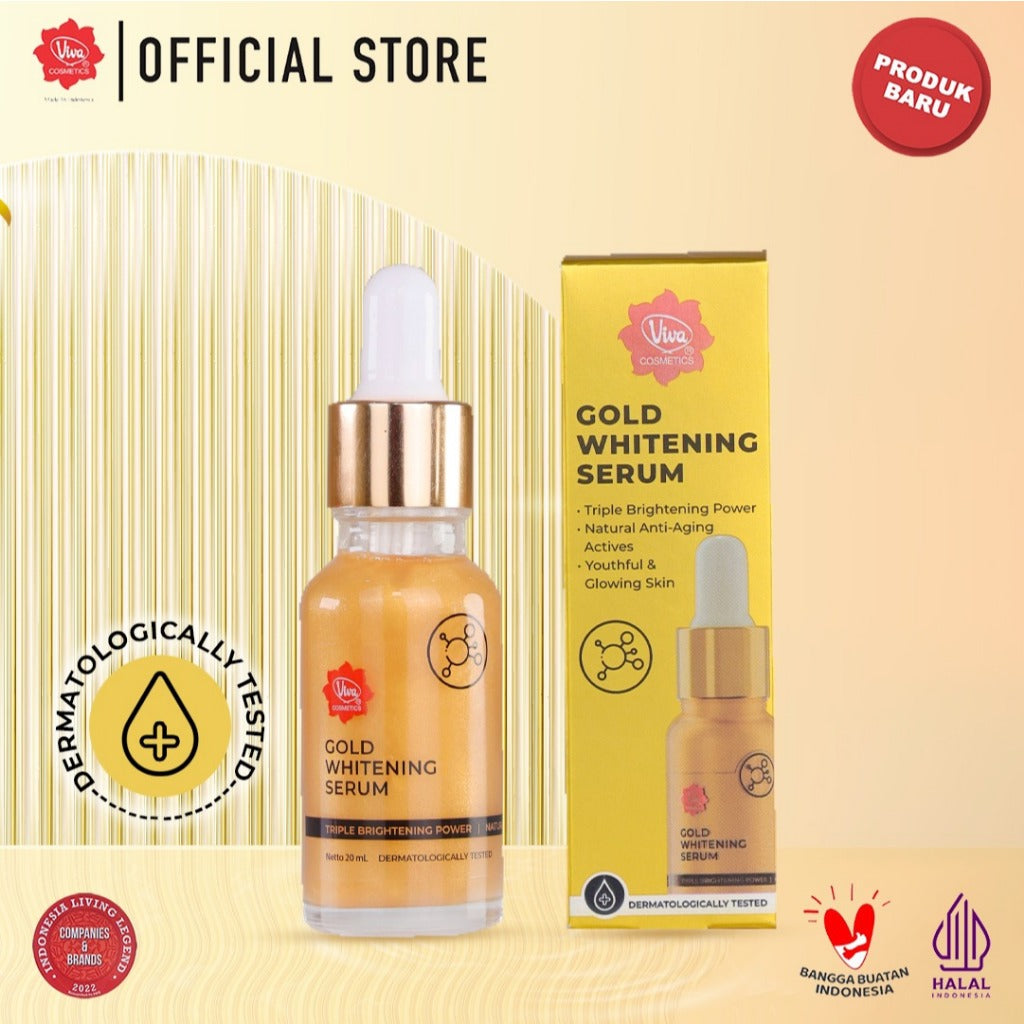 Viva Gold Whitening Serum with Triple Brightening Power, 2% Vitamin C, 4% Niacinamide, & Collagen - 20ml