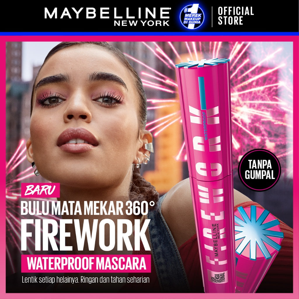 MAYBELLINE OFFICIAL Firework Waterproof Mascara 6ml - Bulu Mata Mekar Tahan 24 Jam Dramatis Maskara Eye Make up Black Tanpa Gumpal Panjang no clump volume lash lift bulu mata palsu