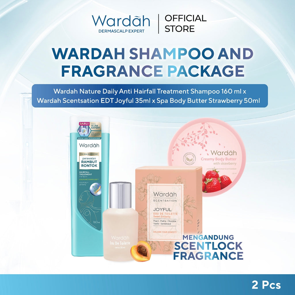 Wardah Paket Scentsation Eau de Toilette 35 ml + Spa Body Butter 50 ml +Hairfall Shampoo 160 ml