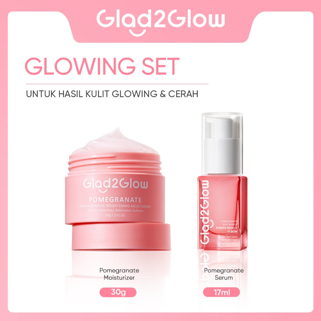 Glad2Glow Pomegranate Niacinamide Brightening Moisturizer Mencerahkan Pemutih Kulit Gel Pelembab Bercahaya Krim Siang dan Malam Perawatan Kulit Ekstrak Delima Asam Lemak Asam Delima Pelembab Esensi Wajah Perawatan Kulit  Pembersih  g2glow official store