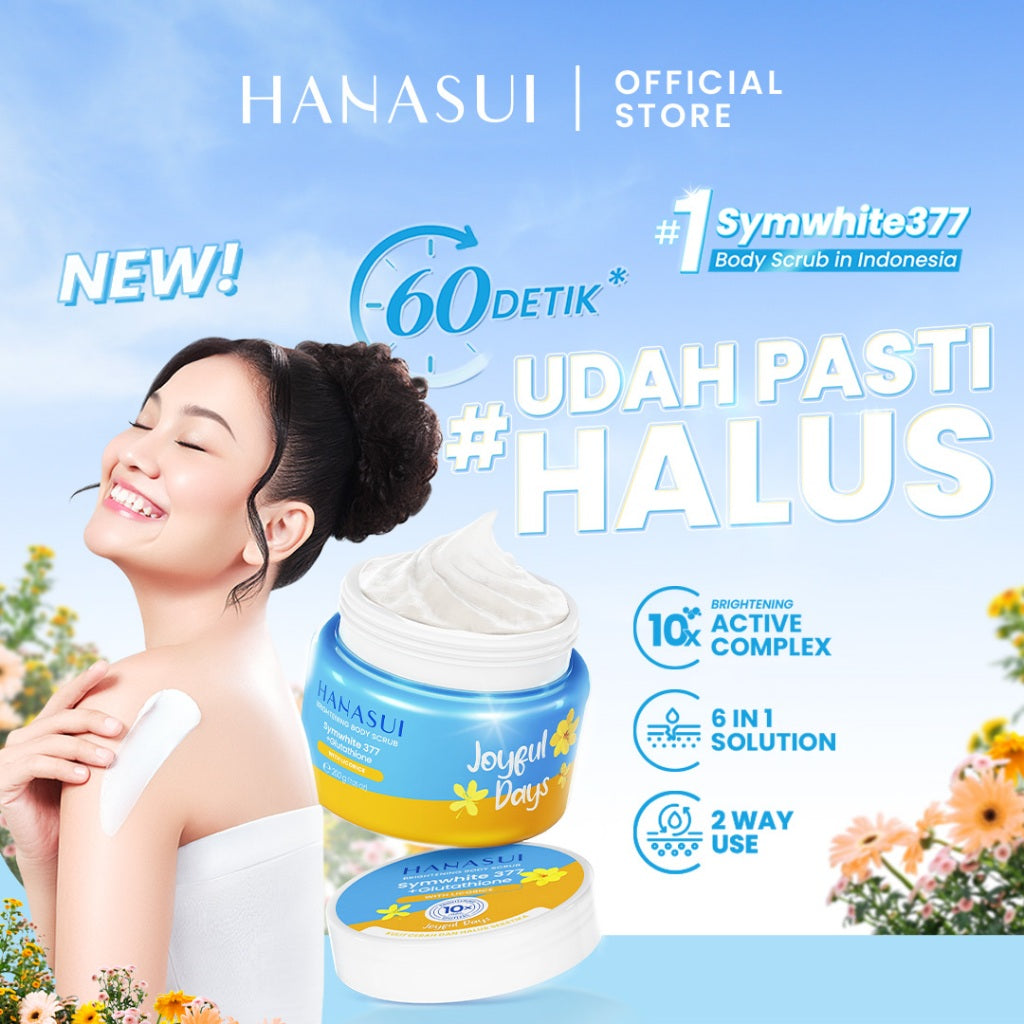 [Scrub] Hanasui Brightening Body Scrub - Mengangkat Sel Kulit Mati Halus Sehat Cerah Symwhite 377 Glutathione Niacinamide Ceramide