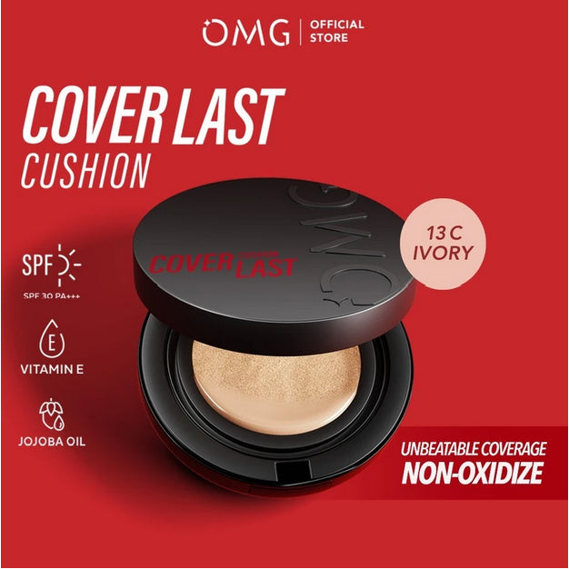OMG Oh My Glam Coverlast Cushion 15g | Cushion Foundation Concealer Skin Tint Make Up High Coverage Dewy Finish