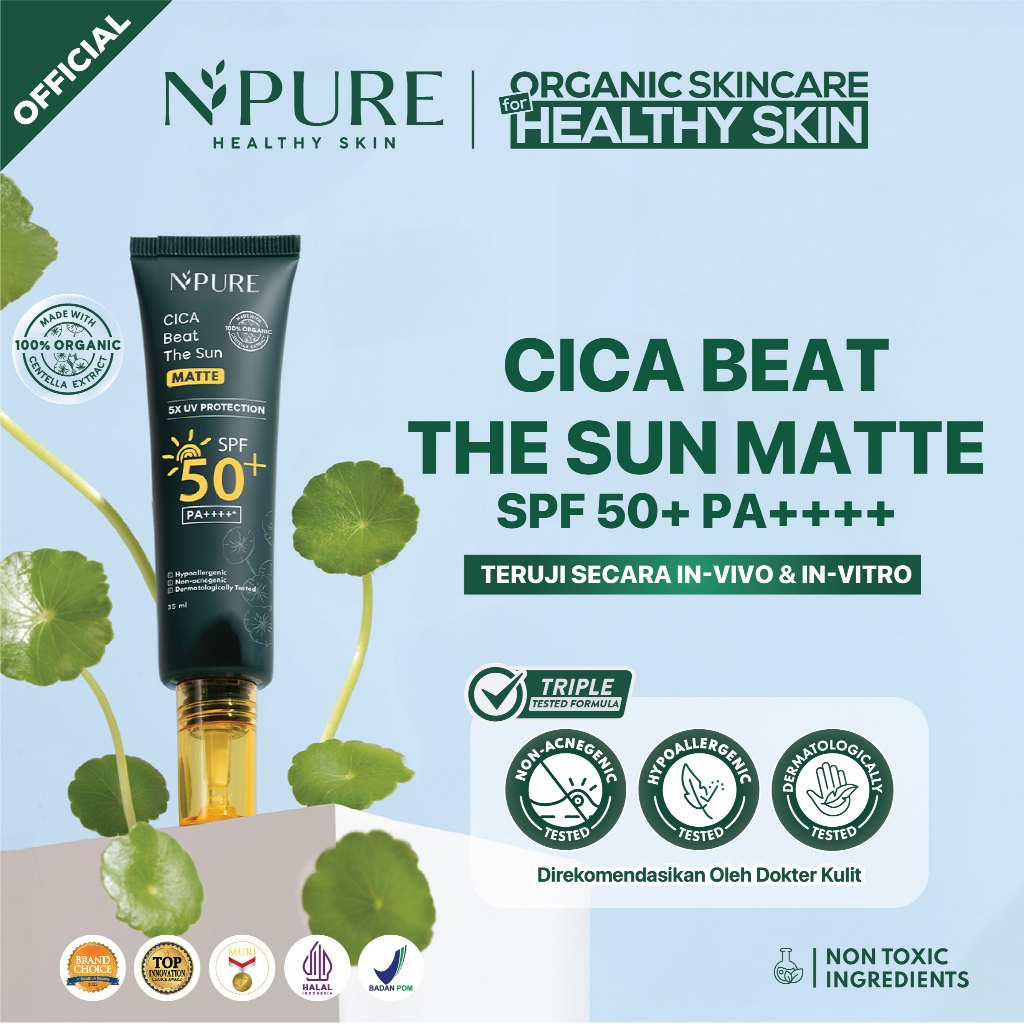 NPURE Sunscreen Cica Beat The Sun Matte SPF 50+ PA++++/ REAL SPF / NO WHITECAST