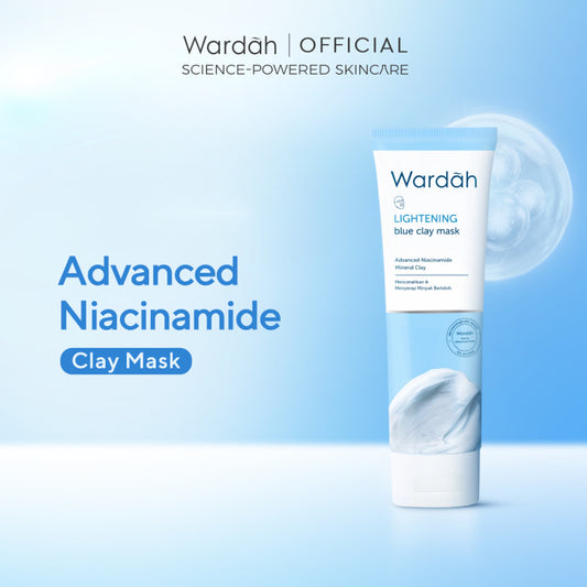 WARDAH Lightening Blue Clay Mask 50 g - Masker Wajah dengan Advanced Niacinamide dan Kaolin Mineral Clay - Efektif Mencerahkan Kulit Glowing - Nyaman Saat Aplikasi dan Memberikan Efek Cooling - Semua Jenis Kulit - Skincare