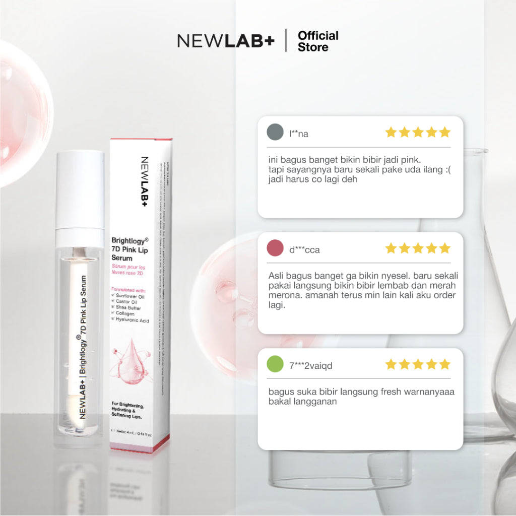 NEWLAB Brightlogy Pink Lip Serum | Lip Care untuk Bibir Gelap | Serum Bibir Mencerahkan | Pelembap Bibir 4ml