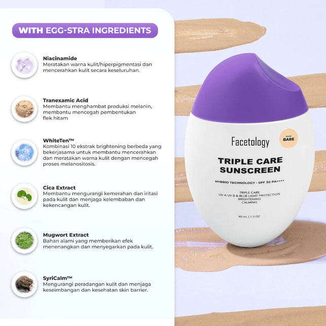 Facetology Triple Care Sunscreen / Tinted SPF50
