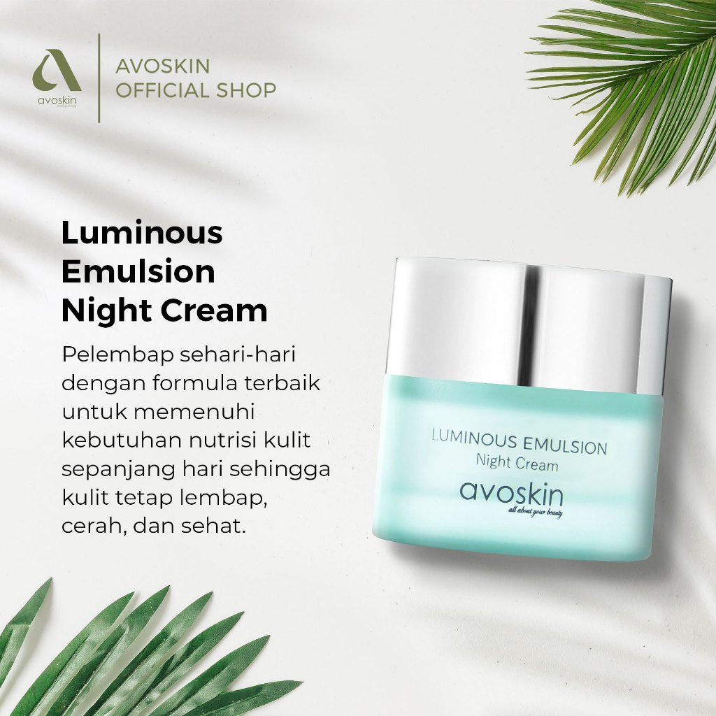 Cream Malam Avoskin Luminous Emulsion Night Cream 10gr-Mencerahkan
