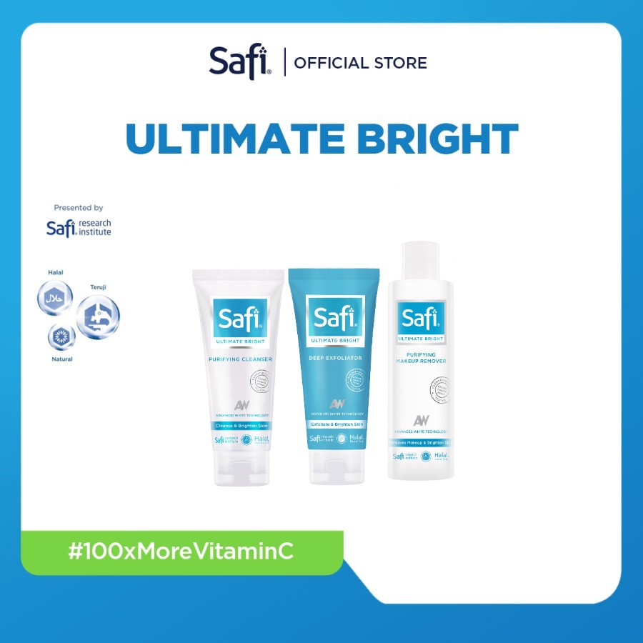 SAFI Ultimate Bright Complete Pack (Remover, Cleanser,Deep Exfoliator)