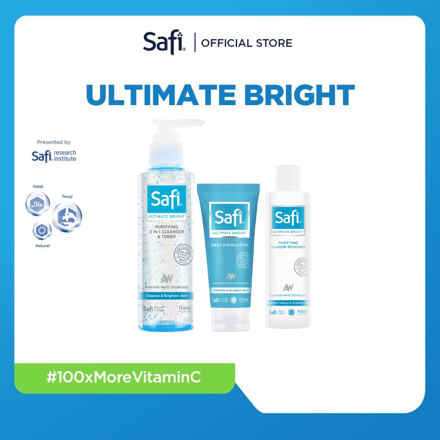 SAFI - Ultimate Bright - 3 Essential Cleanser (2in1 Cleanser, Makeup Remover, Exfoliator)