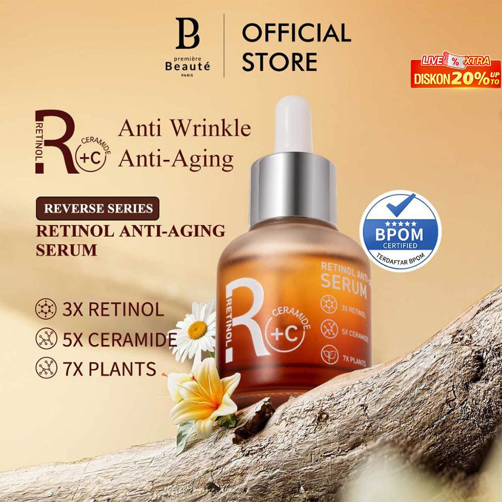 PREMIERE BEAUTE REVERSE SERIES RETINOL ANTI-AGING SERUM 30ml Tightens & Brightens Skin Visible Anti Aging & Samarkan Kerutan Retinol Skin Renewal