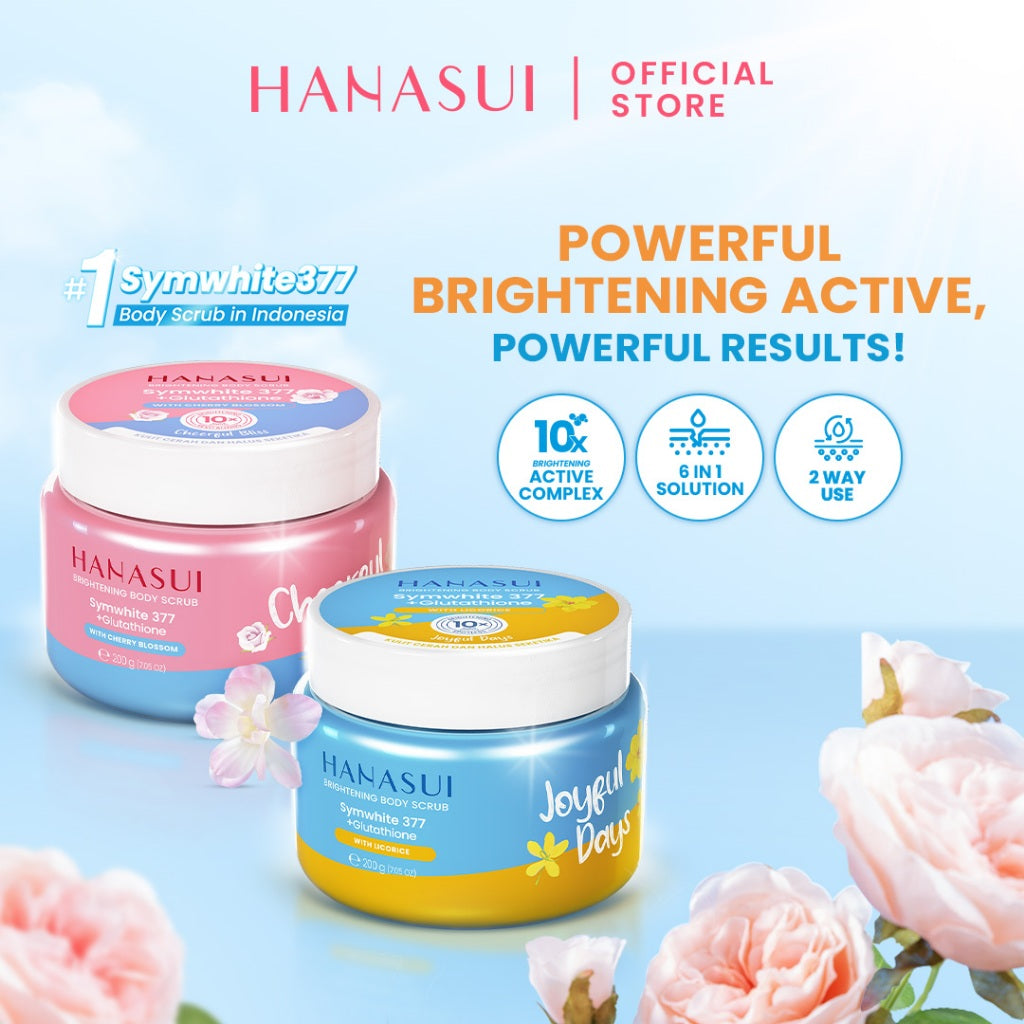 [Scrub] Hanasui Brightening Body Scrub - Mengangkat Sel Kulit Mati Halus Sehat Cerah Symwhite 377 Glutathione Niacinamide Ceramide