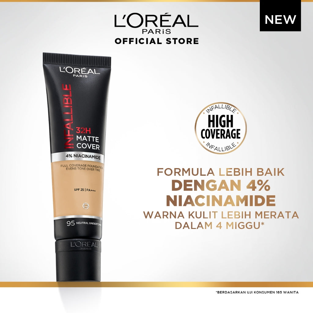 L’Oreal Paris Infallible 32 Hr Matte Cover Liquid Foundation - 30ml (Make Up Loreal Natural Tahan 32 Jam)