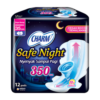 Charm Safe Night Pembalut Wanita Wing Malam 35 cm 12 pcs