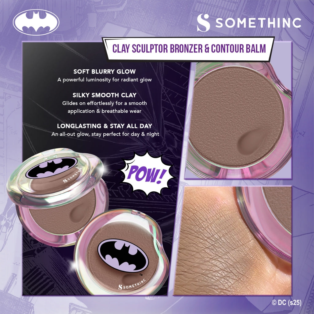 SOMETHINC Batman Series - Ceraplump Tinted Lip Balm, Low pH Gentle Jelly Cleanser, Tipsy Lashlift Mascara, Holyshield! Sunscreen Gel, Forever Stay Eyeliner, Clay Glowgasm Highlighter, Clay Sculptor Bronzer, Midnight Eyeshadow Palette)