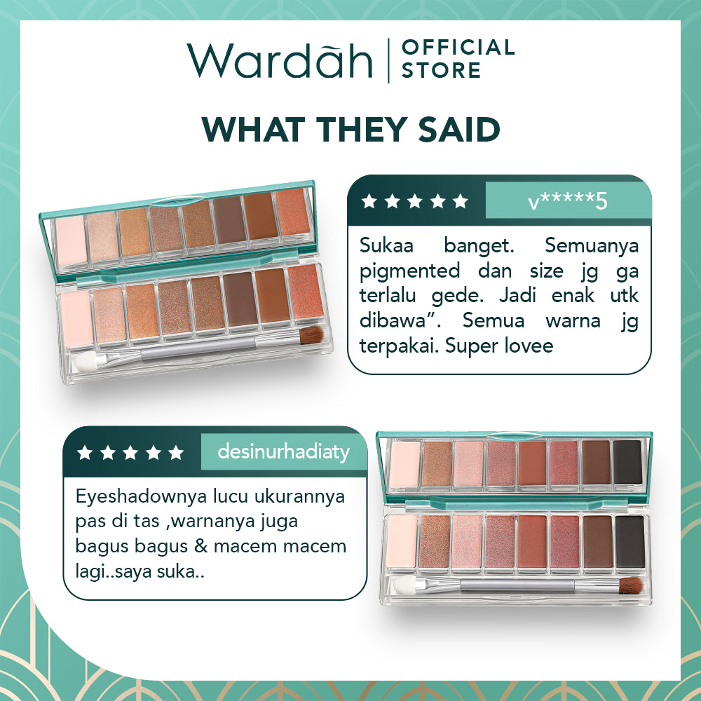 WARDAH Exclusive Eyeshadow Palette - 9 Warna Pigmented Yang Tahan Lama - Mudah Digunakan dan Blendable dengan Tekstur Lembut Mudah Menempel - Hasil Natural - Eye shadow - Makeup